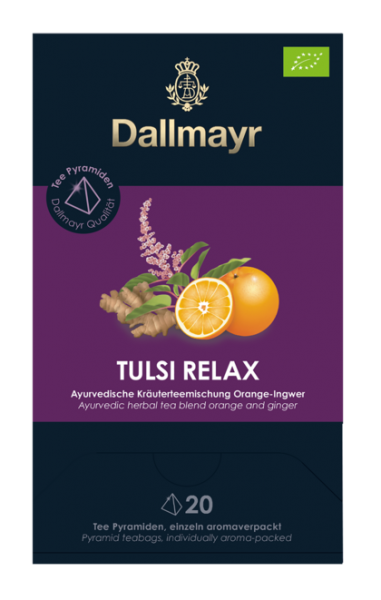 Dallmayr Tulsi Relax Bio Ayurvedische Kräuterteemischung Orange - Ingwer 20 x 2,5g